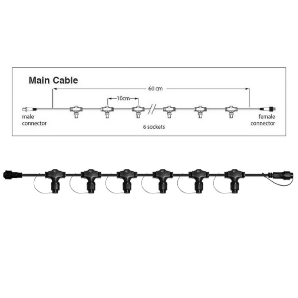 PS230 | hoofdkabel 60cm | 6 fitting