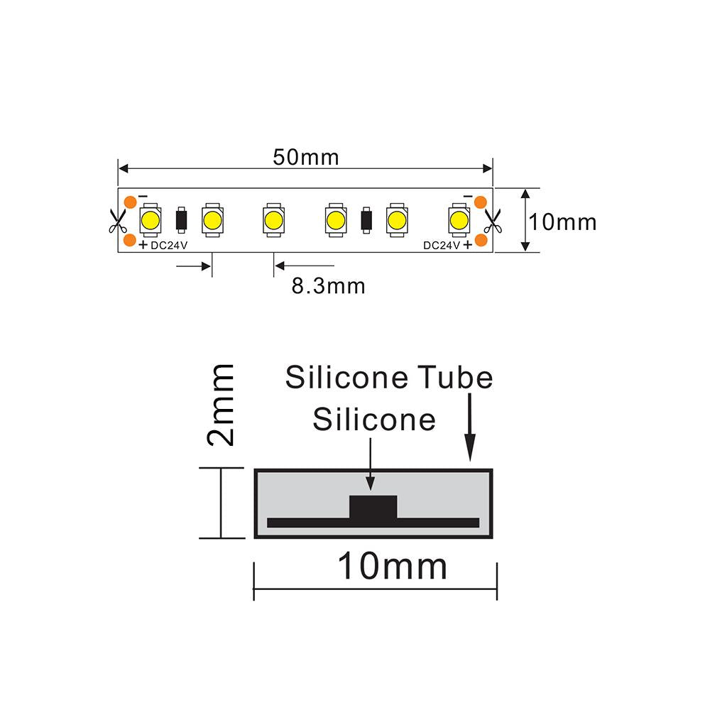 LED strip 24V | 120LED/m 3528 | 5m | IP67 | 2700K | CRI>90