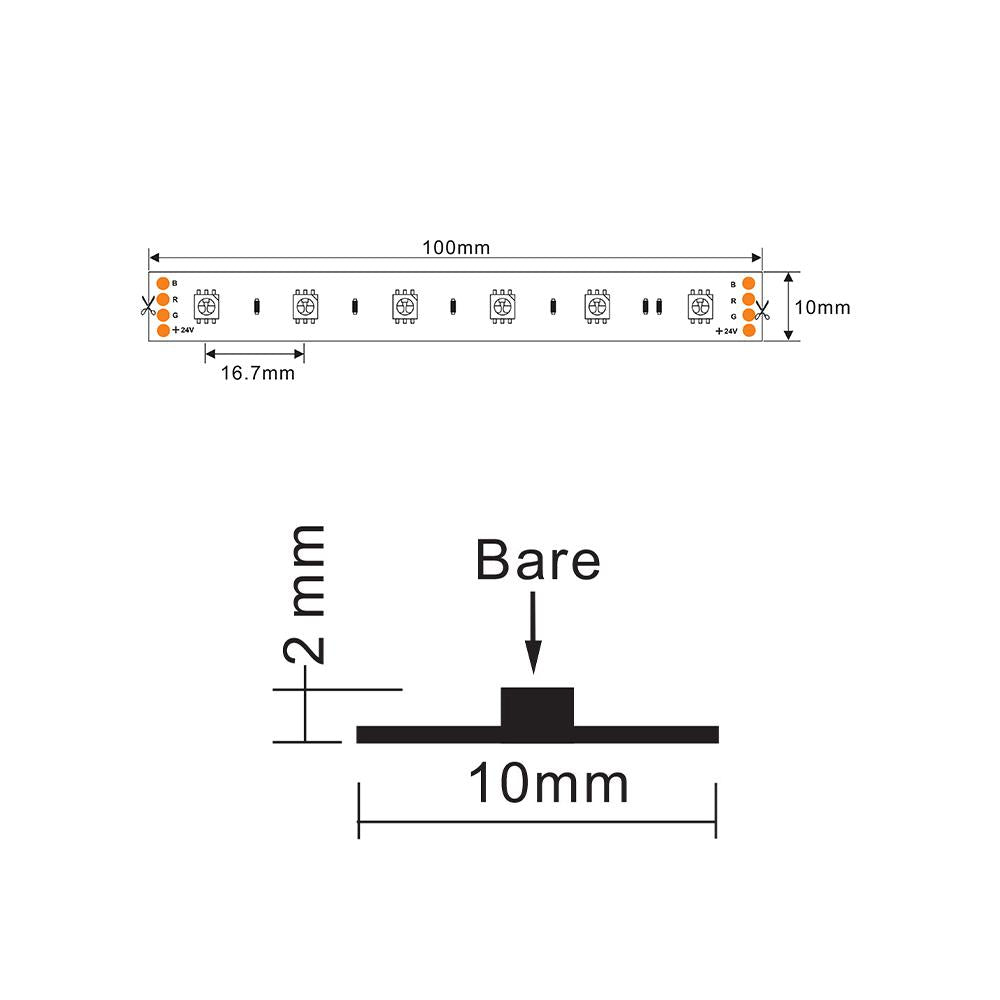LED strip | 24V | 60LED/m 5050 | 5m | IP20 | RGB