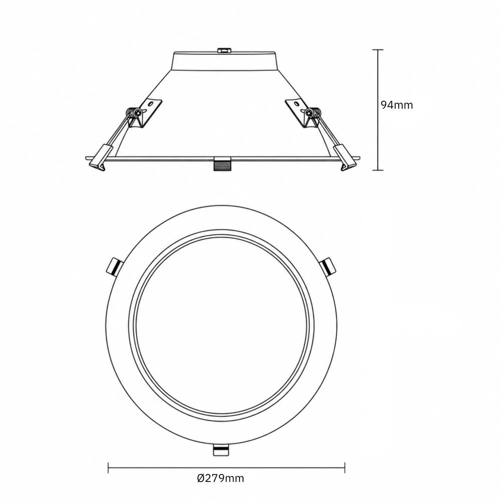Downlight 3-CCT | inbouw Ø240-255mm | 21W/30W