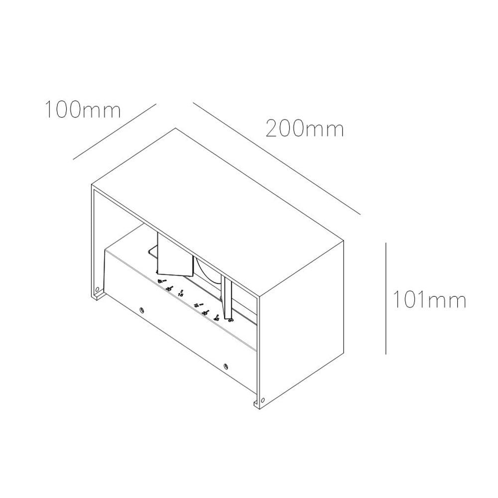 Wandlamp 200x101x100 | zwart | 20W | 2700K | dimbaar
