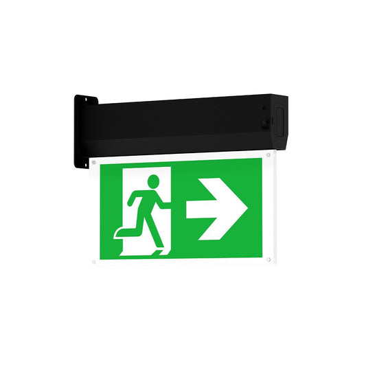 Nood uitgangsbord | opbouw | zwart | AT | incl pictogrammen