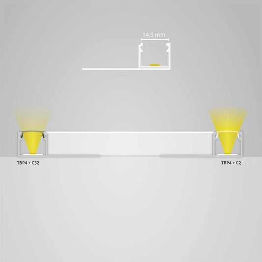 TBP4 LED gipsplaat profiel 200 cm, LED strips max. 14 mm