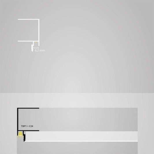 TBP1 LED gipsplaat profiel 200 cm, zwart RAL 9005, LED strips