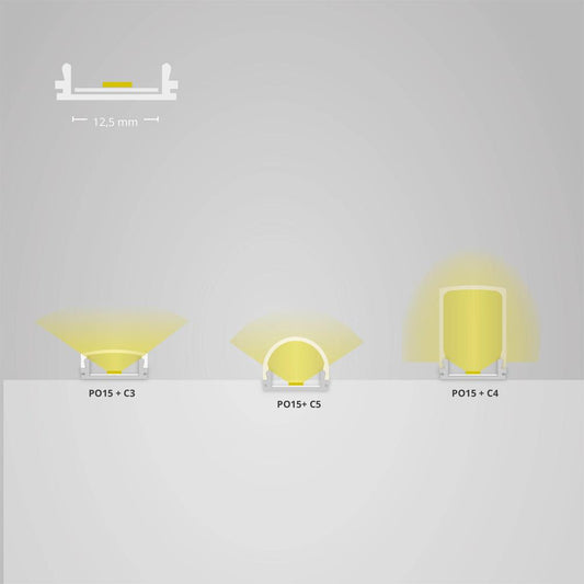 PO15 LED profiel 200cm, ultra-flat, LED strips max. 12mm