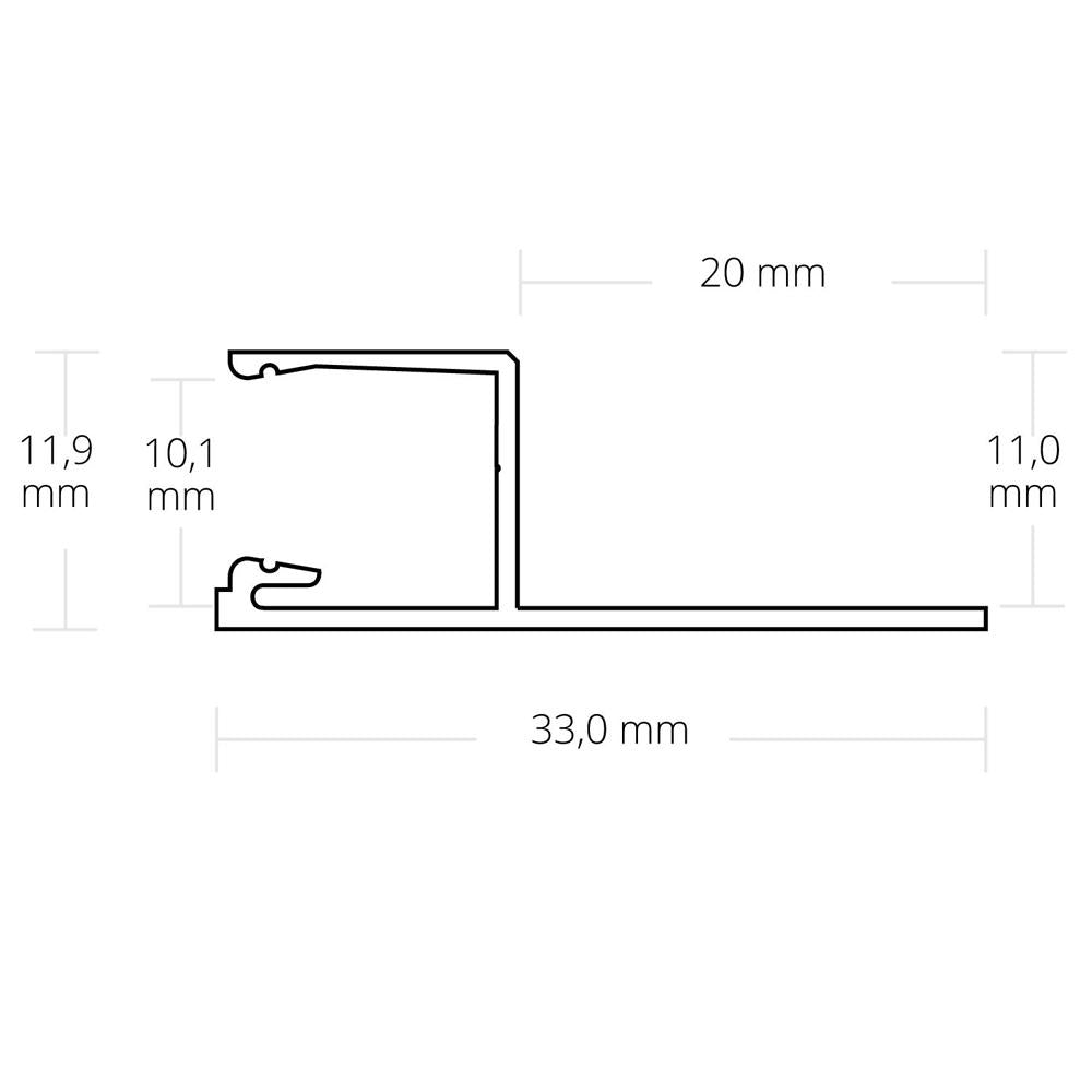 FP4 tegel profiel finish up 200cm, wit RAL 9003, LED strip