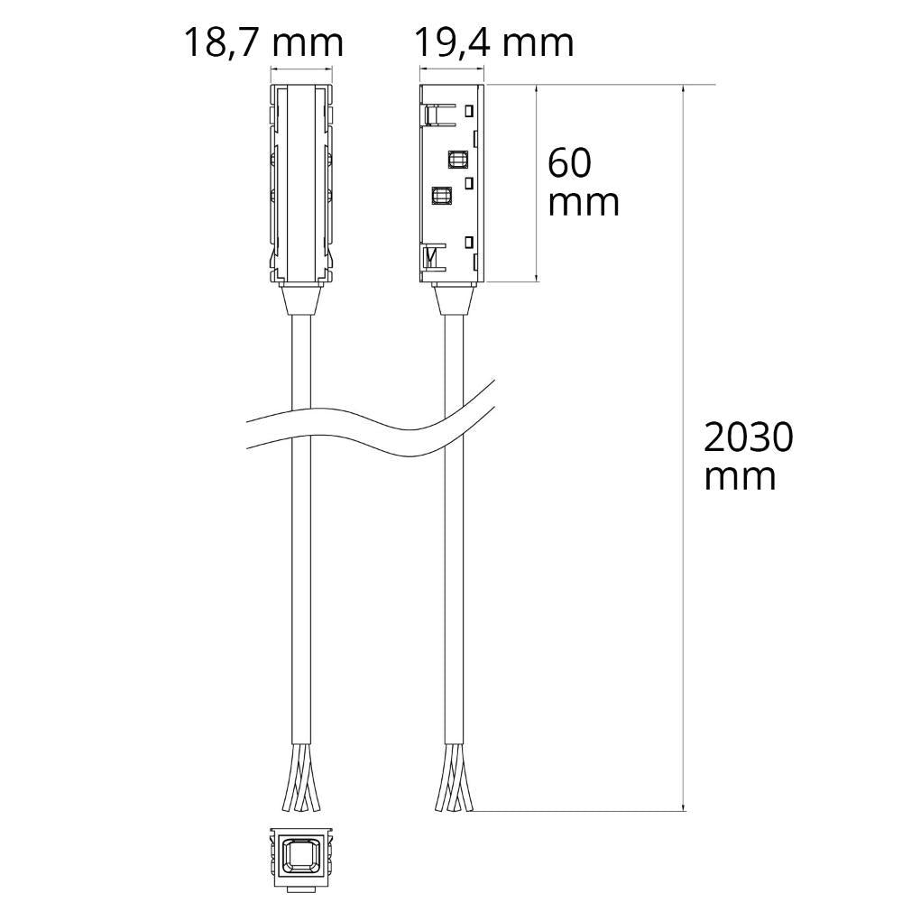 T48/20 | zwart | vvoedingskabel TZ38 | 6A | DALI | 200 cm