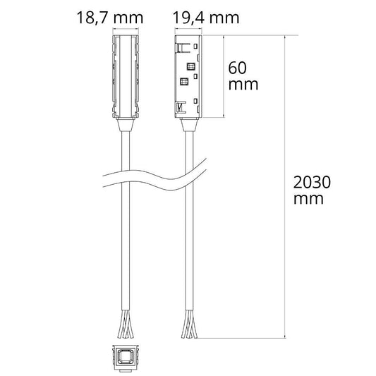 T48/20 | zwart | vvoedingskabel TZ38 | 6A | DALI | 200 cm