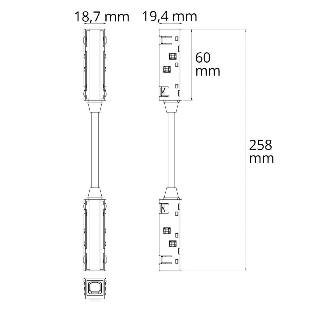 T48/20 | wit | connector 180° TZ20 | 6A | flexibel