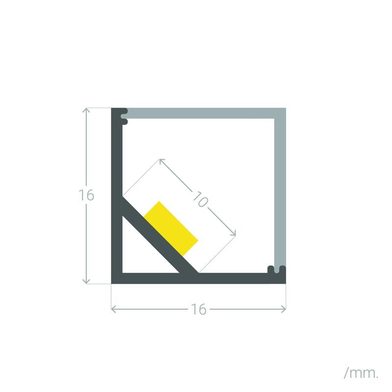 Lumexa Hoekprofiel Aluminium rechte afdekking 2 meter voor LED-strip tot 10 mm