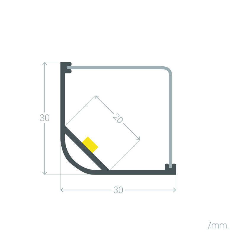 Lumexa Aluminium Driehoekig Profiel 2m voor LED-strip tot 20mm