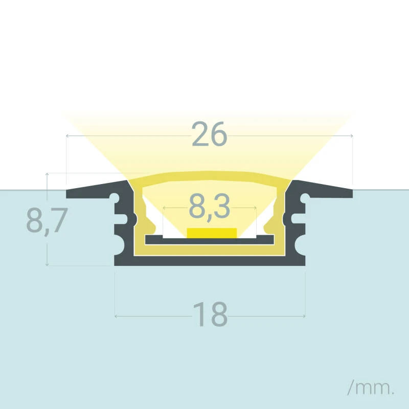Lumexa Aluminium Profiel Waterdicht IP65 Inbouw 2m voor LED-strip tot 8 mm
