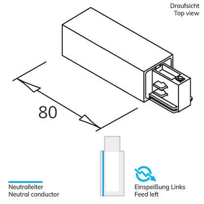 3-PH Classic | Railaccessoire | Zijvoeding | N-geleider links, aarde rechts
