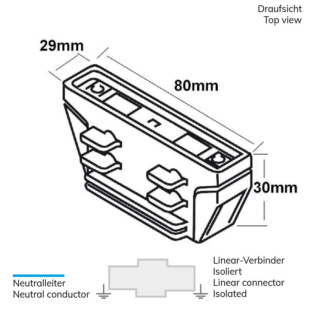 3-PH Classic | Railaccessoire | Rechte verbinder | geïsoleerd