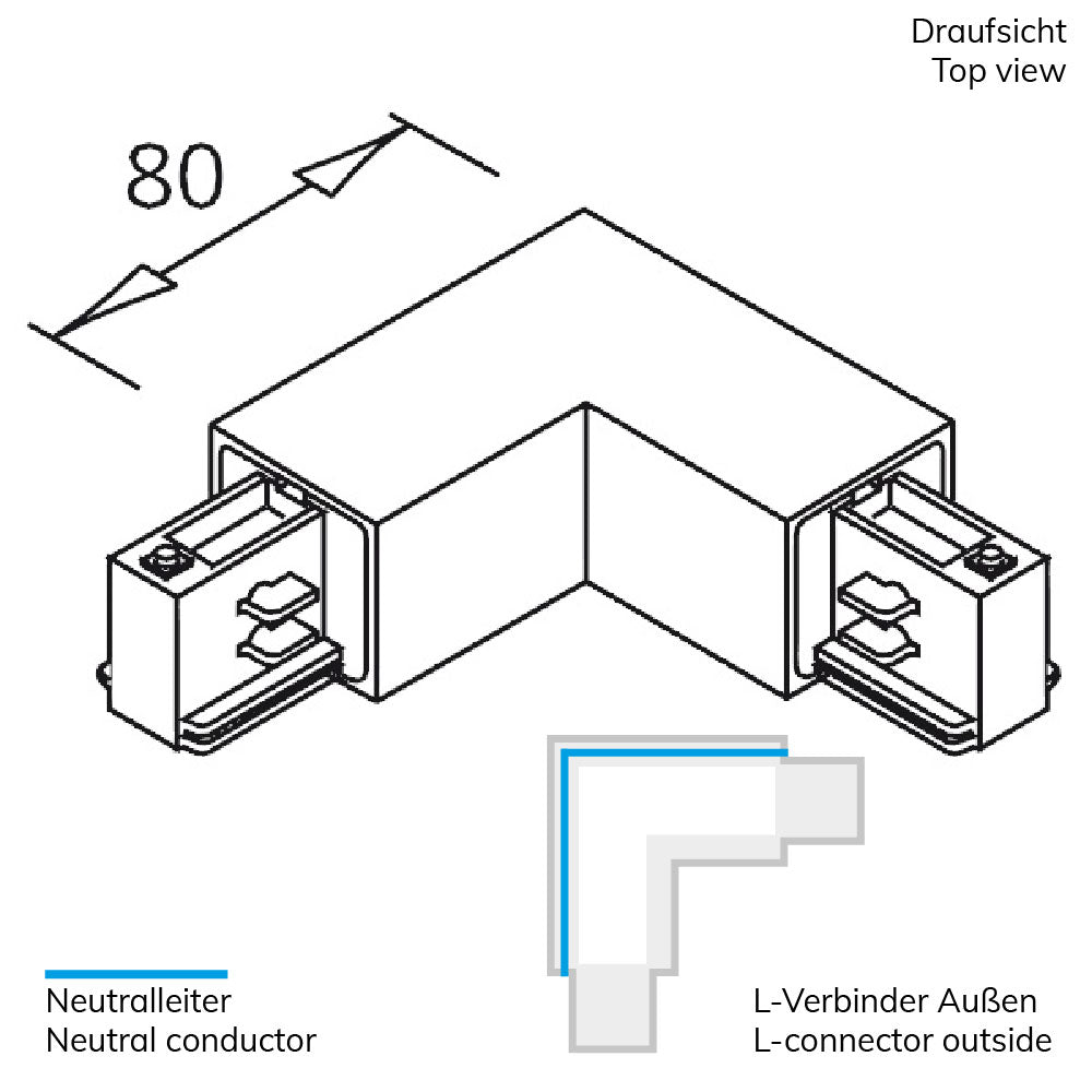 3-PH Classic | Railaccessoire | L-verbinder | N-geleider buiten, aarde binnen