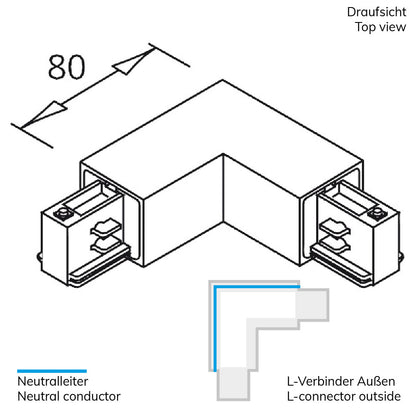 3-PH Classic | Railaccessoire | L-verbinder | N-geleider buiten, aarde binnen