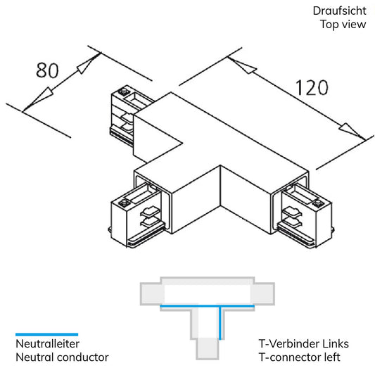 3-PH Classic | Railaccessoire | T-verbinder | N-geleider links, aarde rechts