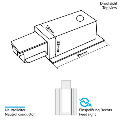 3-PH Classic | Railaccessoire | inbouw zijvoeding | N-geleider rechts, aarde links