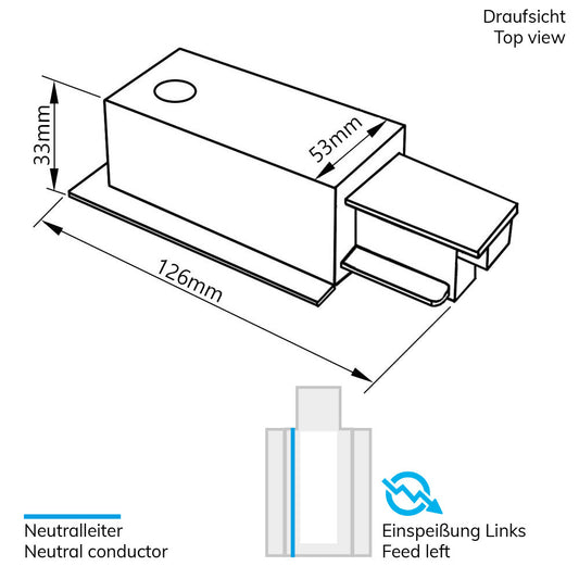 3-PH Classic | Railaccessoire | inbouw zijvoeding | N-geleider links, aarde rechts