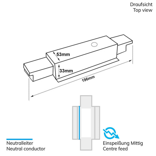 3-PH Classic | Railaccessoire | inbouw middenvoeding | wit