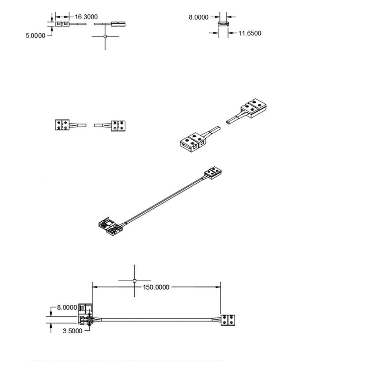 C1-28 | Connector | clipverbinder met kabel | 2-polig | LED-strip 8mm | IP20 | max. 5A