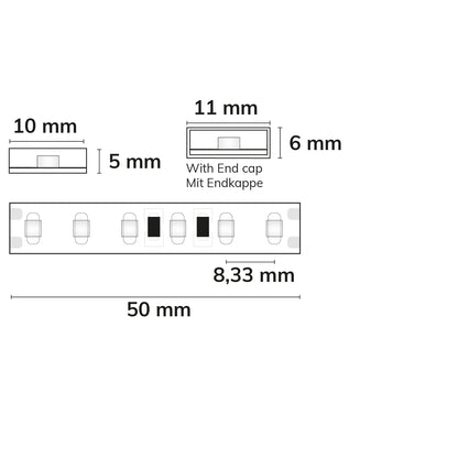 AQUA827 | LED-strip | 5m | 2700K | 10W/m | 24V | IP68