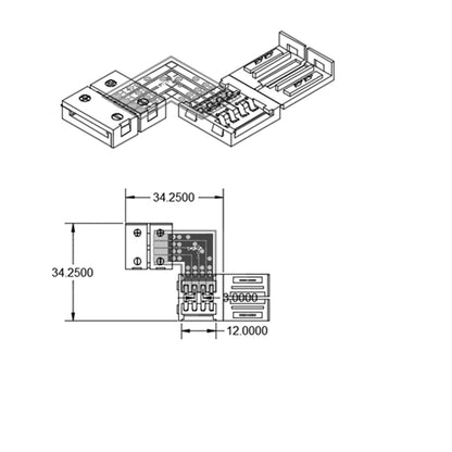 C1-212 | Connector | clip hoekverbinder | 2-polig | 12mm | IP20