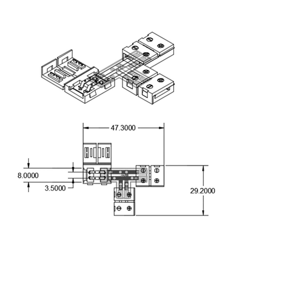 C1-28 | Connector | clip T-verbinder | 2-polig | 8mm | IP20
