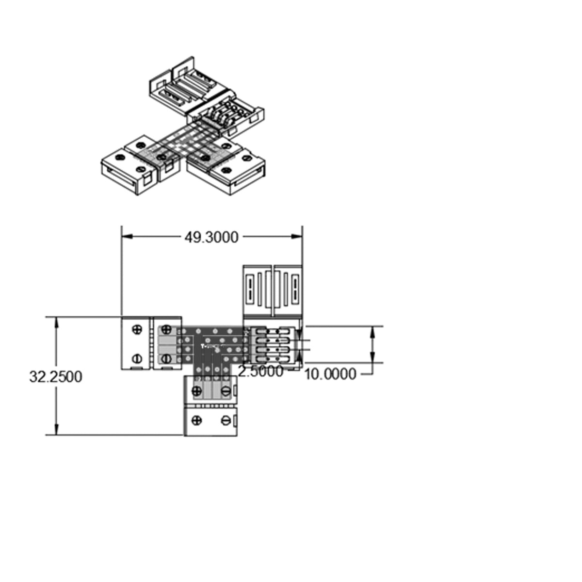 C1-410 | Connector | clip T-verbinder | 4-polig | 10mm | IP20
