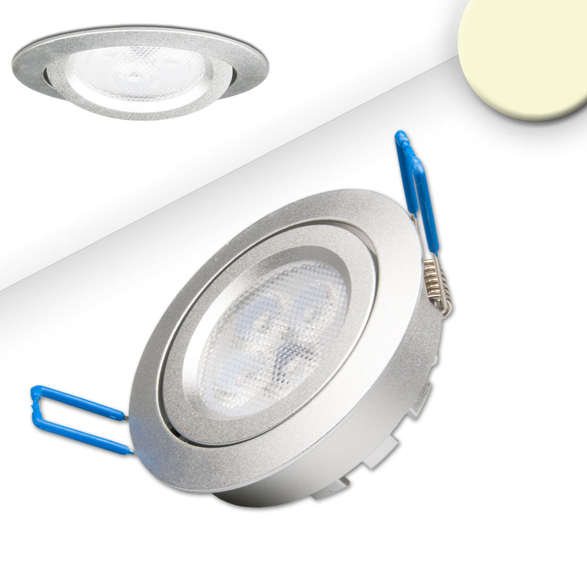 Inbouwspot | rond | 2700K | 8W | 72° | dimbaar | zilver
