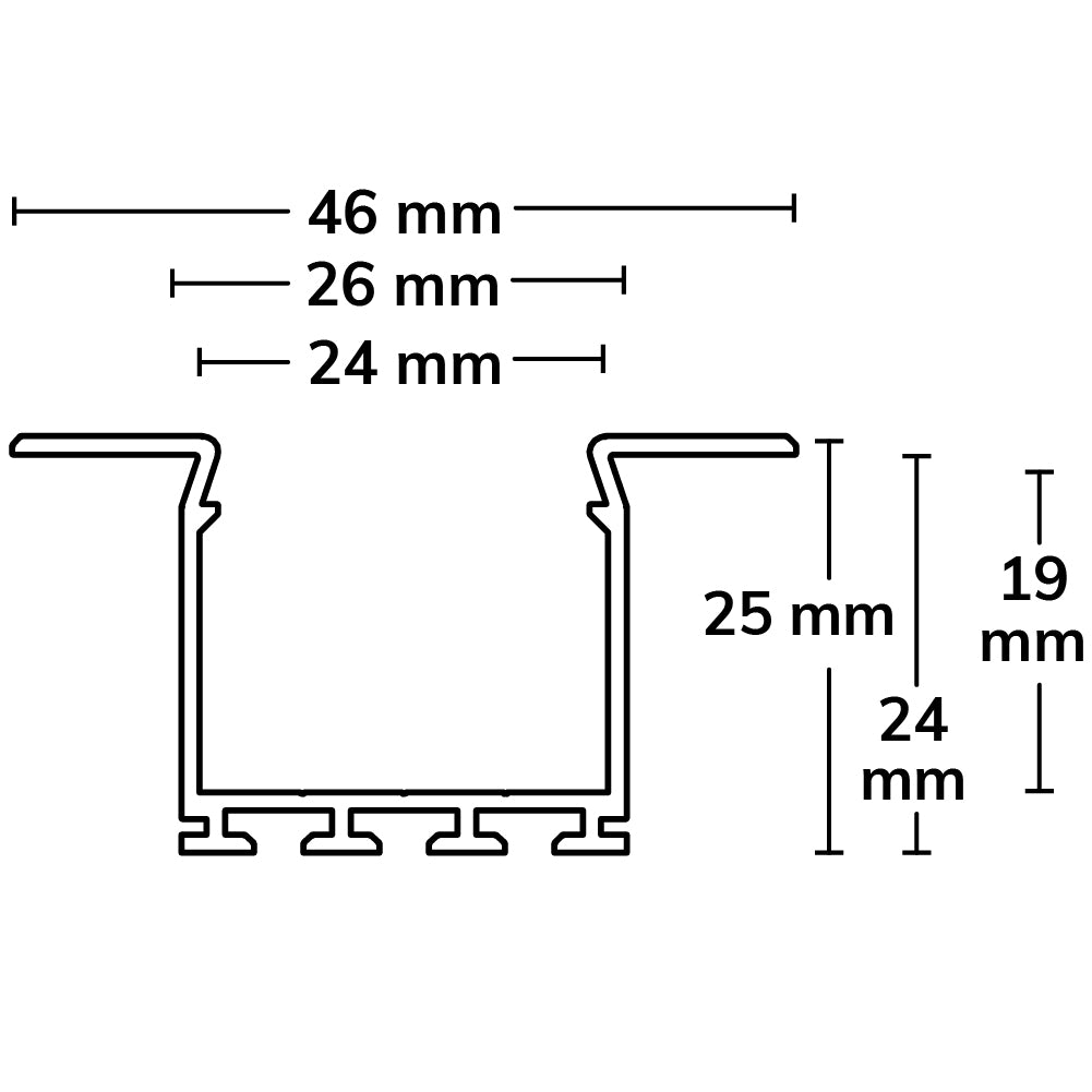 WING20 | Aluminium profiel | inbouw met rechte flens | geanodiseerd | 200cm