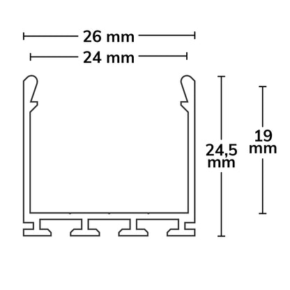 WING20 | Aluminium profiel | opbouw | geanodiseerd | 200cm