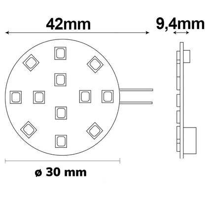 G4 | LED-lamp | 12SMD | pin zijkant | 3000K | 2W