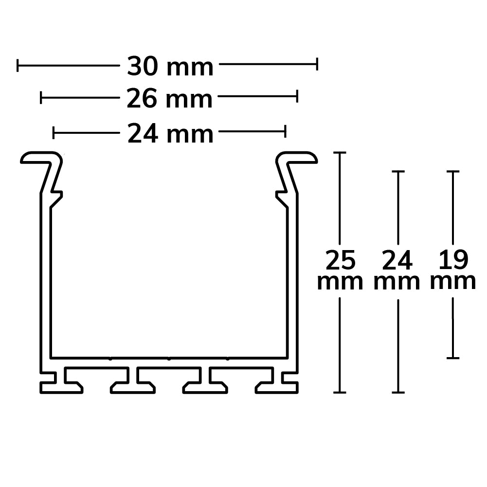 WING20 mini | Aluminium profiel | inbouw met rechte flens | geanodiseerd | 200cm