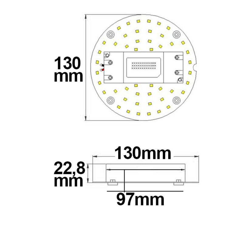 Ombouwplaat | LED-lamp | rond 130mm | magneet | 9W