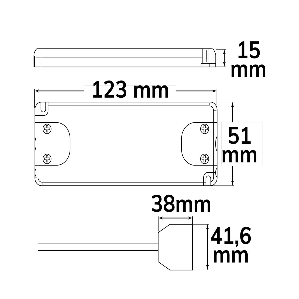 MiniAMP Slim | LED driver | 12V | 0-15W | met 4-voudige verdeler