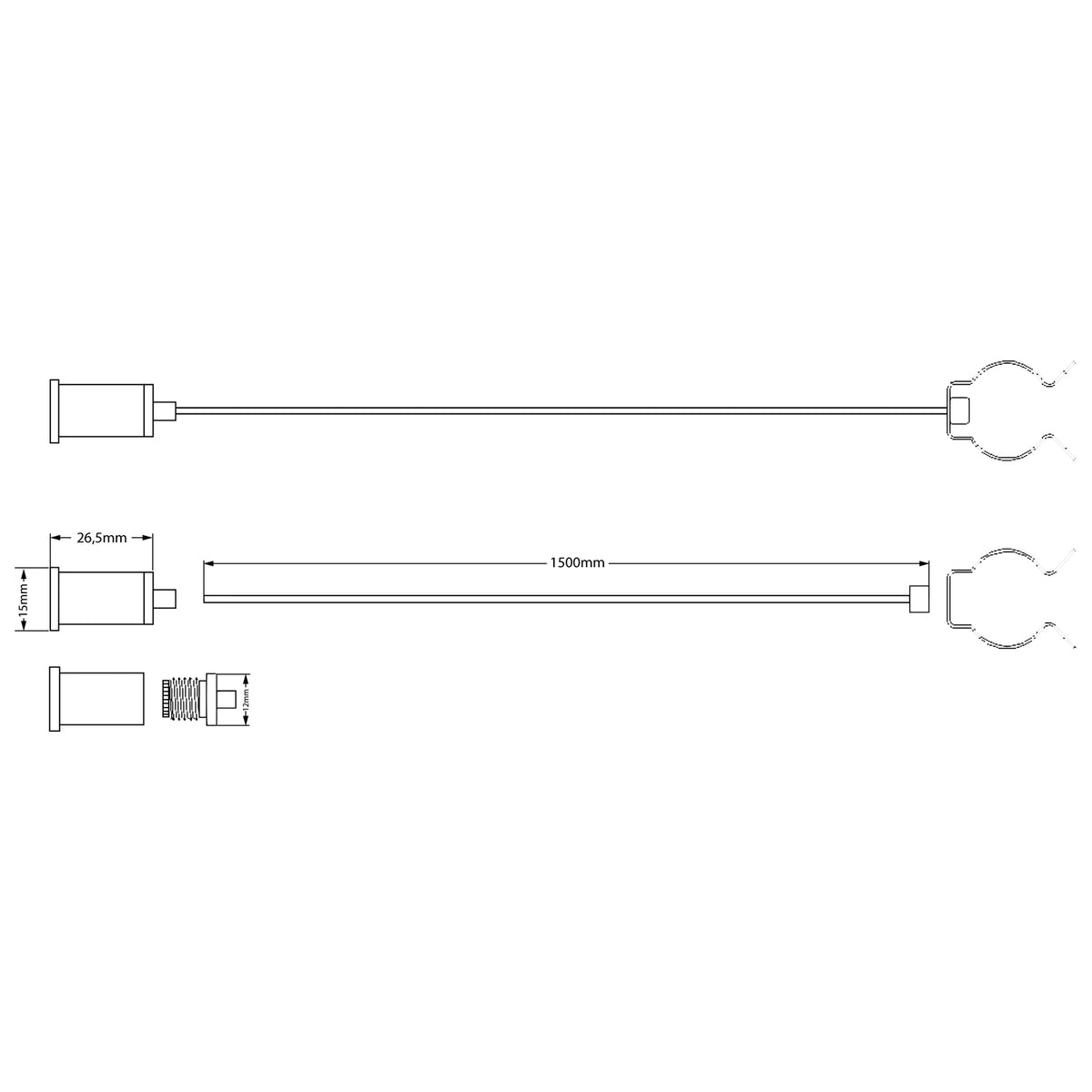 Installatiemateriaal | kabelophanging T8 buis | 2 stuks | 1,5m