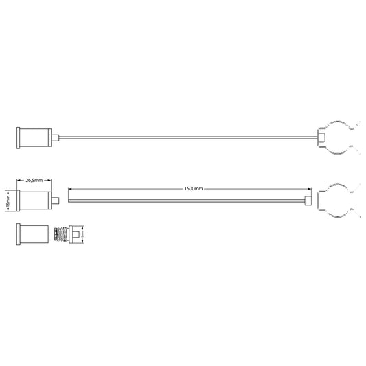Installatiemateriaal | kabelophanging T8 buis | 2 stuks | 1,5m