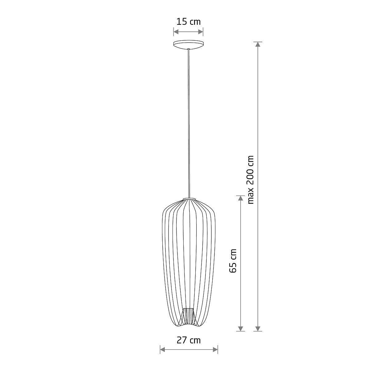 PUMPKIN LED hanglamp technische tekening met afmetingen