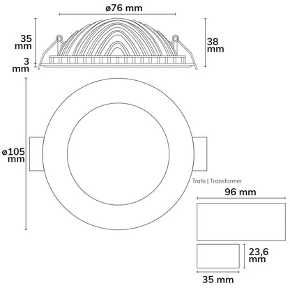 LUNA | Downlight | indirect licht | dimbaar | warm wit | wit