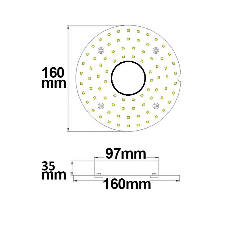 Ombouwprint | 160mm | magneethouder | HF bewegingssensor | 14W