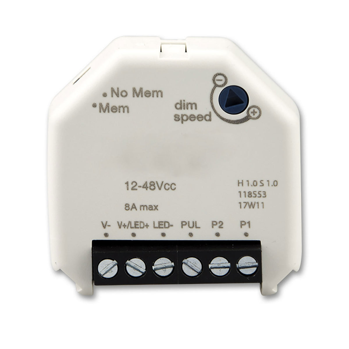 Dimmer | universeel Push PWM | 1 kanaal | 12-24V 8A | 36-48V 6A