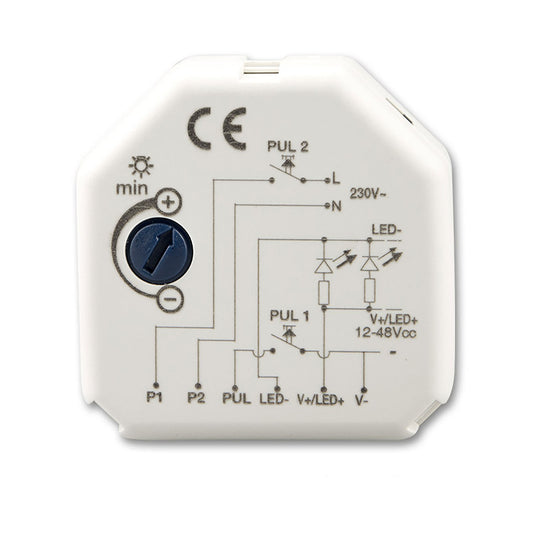 Dimmer | universeel Push PWM | 1 kanaal | 12-24V 8A | 36-48V 6A