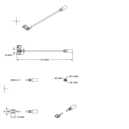 Connector | clip naar ronde stekker | 2-polig | LED-strip 10mm | IP20 | max. 5A