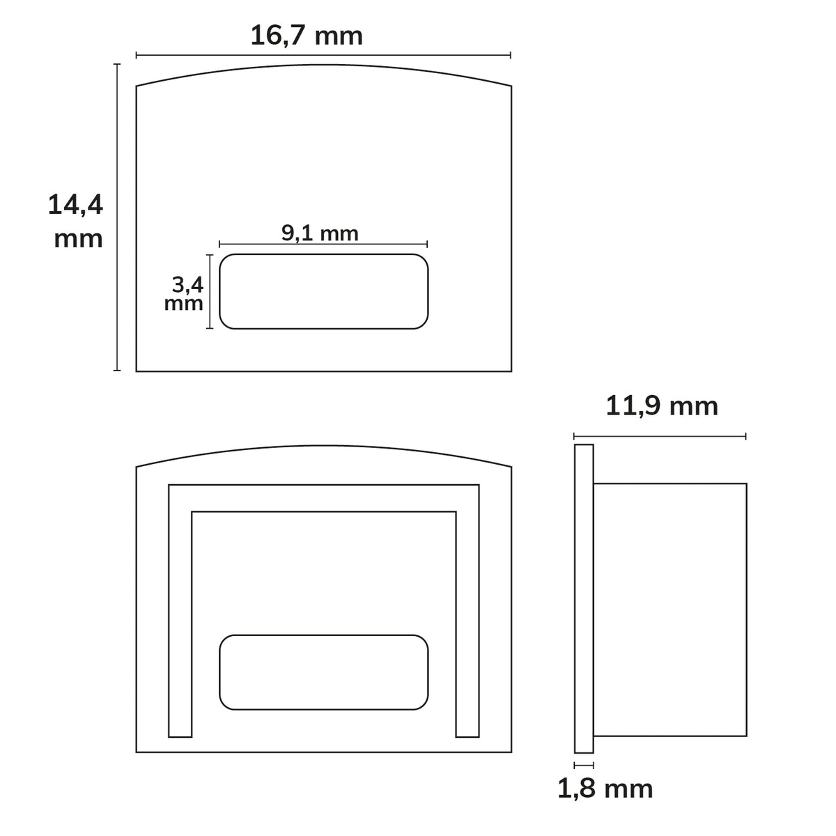 EC11B | Profielaccessoire | eindkap zwart met kabeldoorvoer | voor SURF12 BORDERLESS