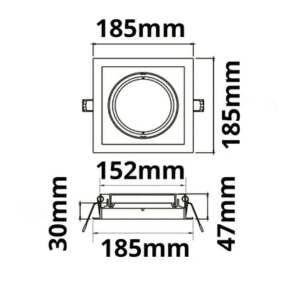 AR111 | Inbouwframe | vierkant | 1-voudig | kantelbaar