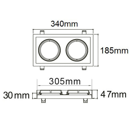 AR111 | Inbouwframe | vierkant | 2-voudig | kantelbaar