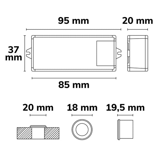 Sensor | veegschakelaar | sensorkop zilver | 6cm | 230V | 500VA