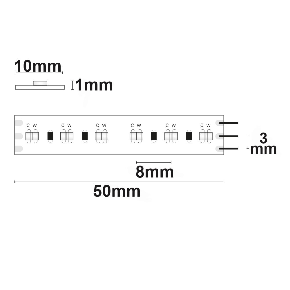 Linear10 CRI930/960 CCT | LED-strip | 5m | 3000K-6000K | 10W+10W | 240 LED/m | 24V | IP20