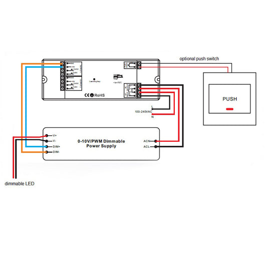 Sys-One | Dimmer | radio/push | 0-10V uitgang | schakelrelais 2000W | 230V